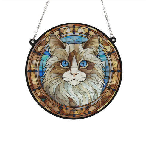 Cat Ragdoll Stained Glass Effect Suncatcher